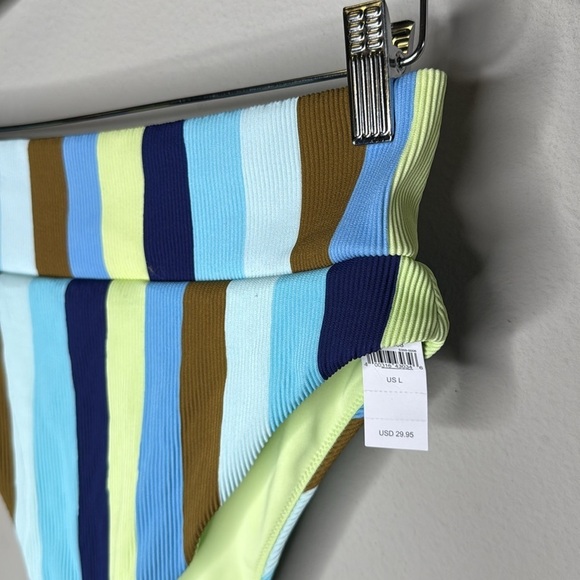 Aerie Striped High Cut Cheeky Bikini Bottom in Women's Size Large NWT - Picture 3 of 6